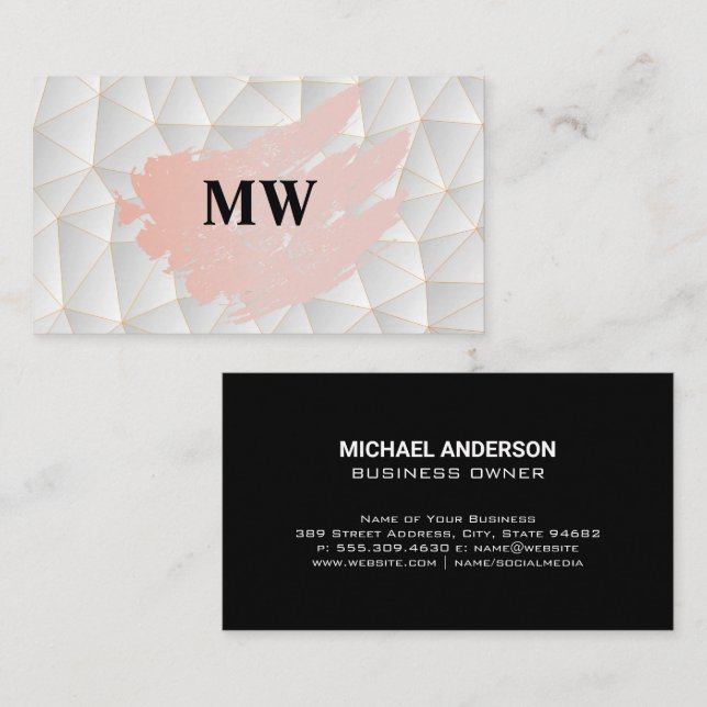 Modern Geometric | Monogram Business Card (Front/Back)