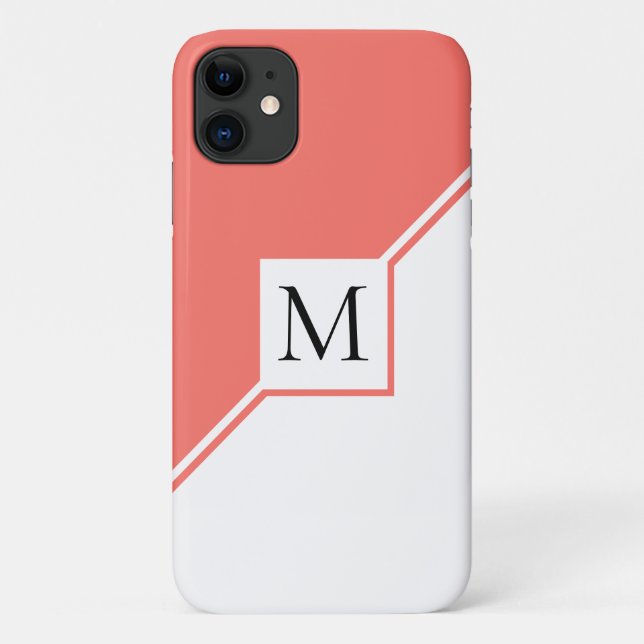 Modern geometric monogram living coral Case-Mate iPhone case (Back)