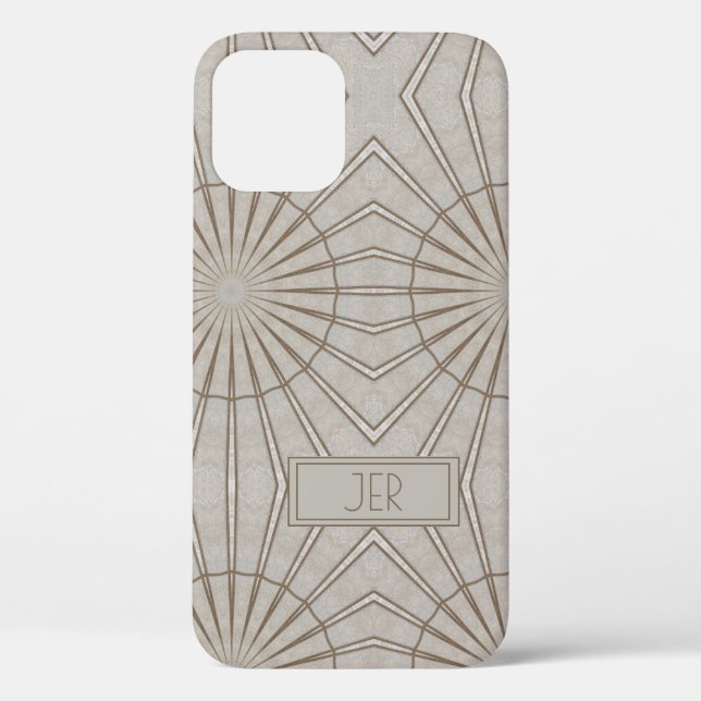Modern Geometric Monogrammed Sleek Stylish  Brown Case-Mate iPhone Case (Back)