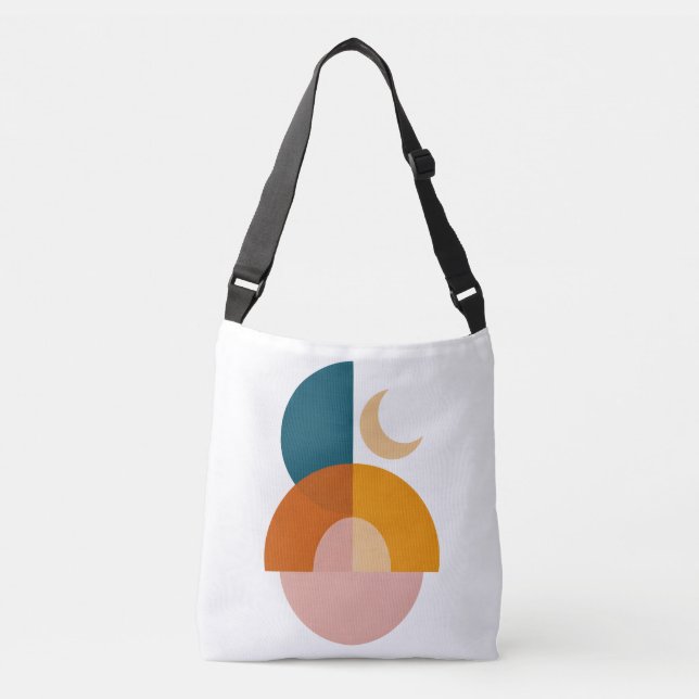 Modern Geometric Moon Abstract Art Crossbody Bag (Front)