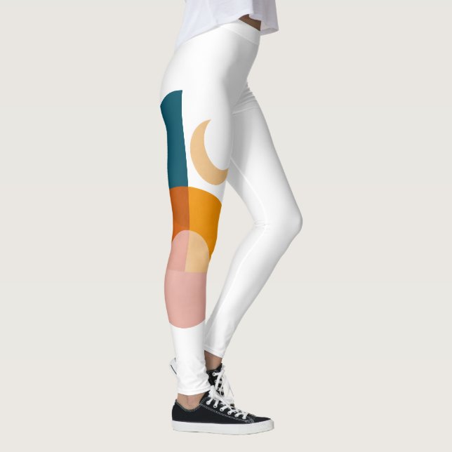 Modern Geometric Moon Abstract Art Leggings (Right)