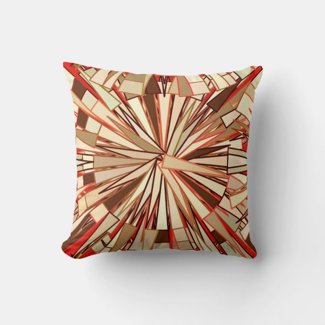 Modern Geometric Mosaic, Brown and Beige Throw Pillow (Front)