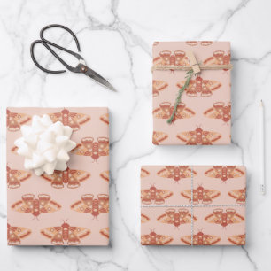 Modern geometric moth pattern wrapping paper sheet