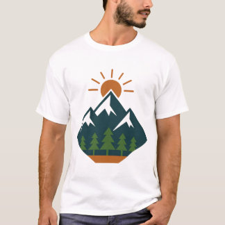 Modern Geometric Mountain Adventure Nature T-Shirt