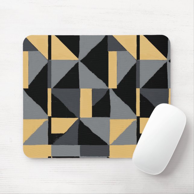 Modern Geometric Mouse Pad Black and Gold (With Mouse)