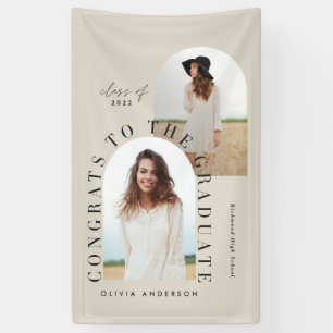 Modern geometric multi photo arch graduation banner