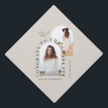 Modern geometric multi photo arch graduation cap topper<br><div class="desc">Geometric modern typography elegant pastel natural 2 photo arch graduation</div>