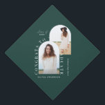 Modern geometric multi photo arch graduation gradu cap topper<br><div class="desc">Geometric modern typography elegant pastel natural 2 photo arch graduation. burgundy</div>