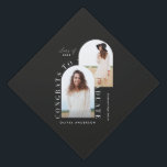 Modern geometric multi photo arch graduation gradu cap topper<br><div class="desc">Geometric modern typography elegant pastel natural 2 photo arch graduation. black</div>