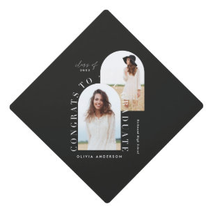 Modern geometric multi photo arch graduation gradu cap topper