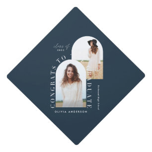 Modern geometric multi photo arch graduation gradu cap topper