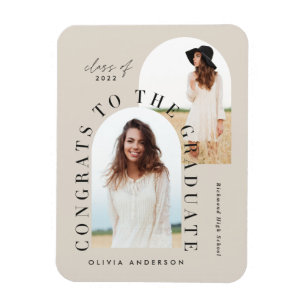 Modern geometric multi photo arch graduation magnet