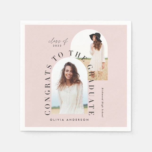 Modern geometric multi photo arch graduation napki napkin (Front)