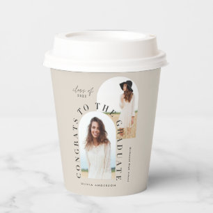 Modern geometric multi photo arch graduation paper cups