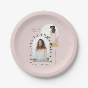 Modern geometric multi photo arch graduation paper plate