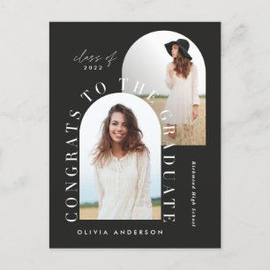 Modern geometric multi photo arch graduation  post postcard