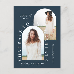 Modern geometric multi photo arch graduation post postcard