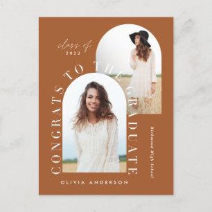 Modern geometric multi photo arch graduation post postcard