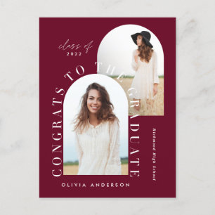 Modern geometric multi photo arch graduation  postcard