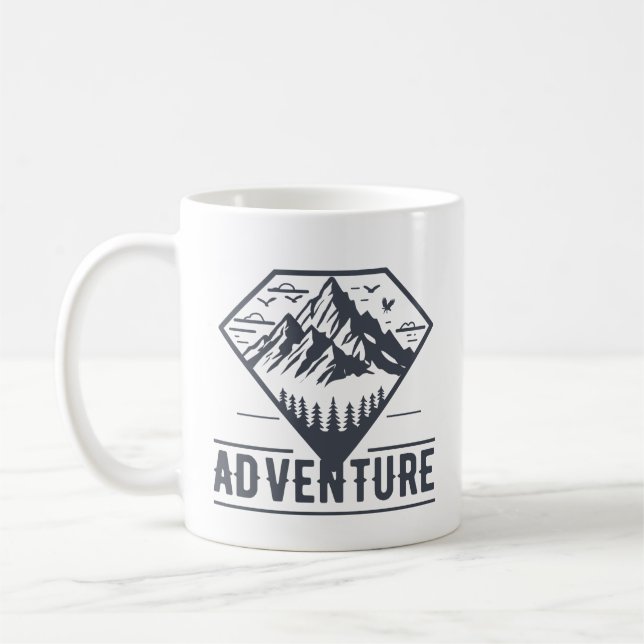 Modern Geometric Nature Mountains Adventure Coffee Mug (Left)