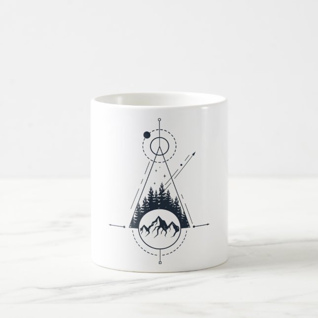 Modern Geometric Nature Mountains Adventure Shapes Coffee Mug (Center)