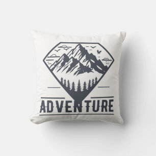 Modern Geometric Nature Mountains Adventure Throw Pillow