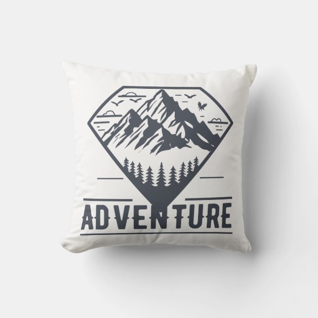 Modern Geometric Nature Mountains Adventure Throw Pillow (Front)