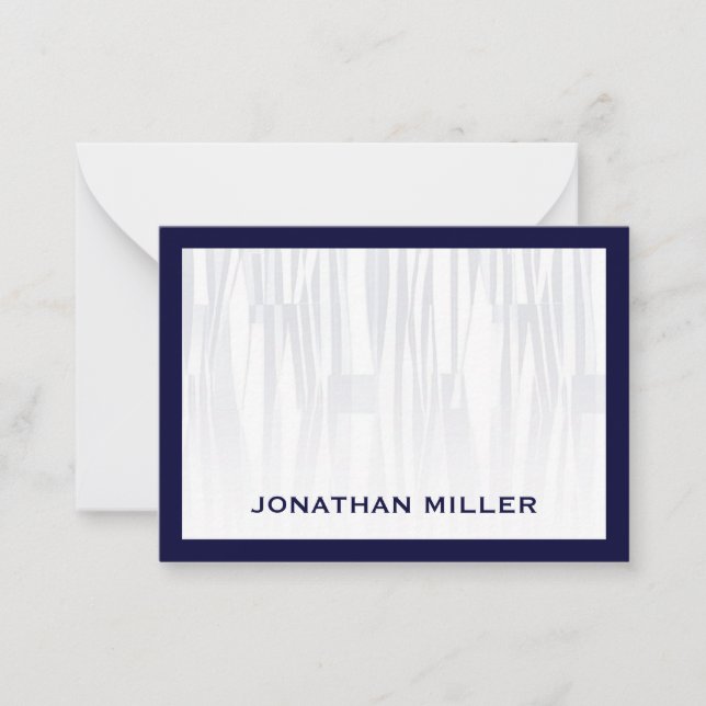 Modern Geometric Navy Blue and White Flat Card (Front)
