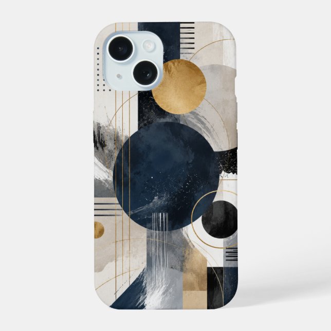 Modern Geometric Navy Gold Phone Case (Back)