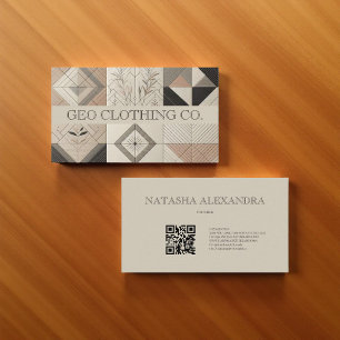 Modern Geometric Neutral Earthy Leaf  Business Card