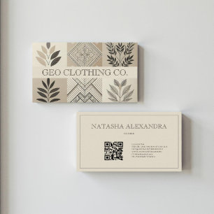 Modern Geometric Neutral Earthy Leaf Business Card