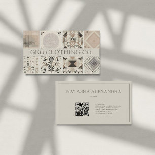 Modern Geometric Neutral Earthy Leaf  Business Card