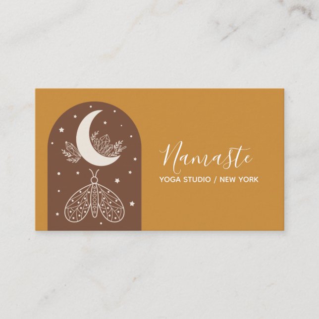 Modern Geometric Neutral Tones Yoga Business Card (Front)