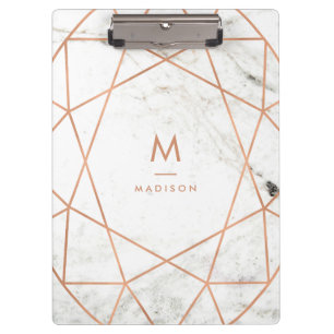 Modern Geometric on White Marble Clipboard