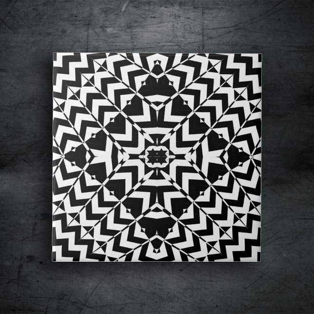 Modern Geometric Op Art Black and White Pattern Tile (Creator Uploaded)