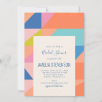 Modern Geometric Orange Blue Bridal Shower