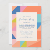 Modern Geometric Orange Blue Graduation Party