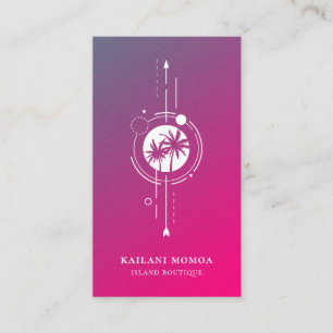 Modern Geometric Palm Tree Beach Logo Business Car Card