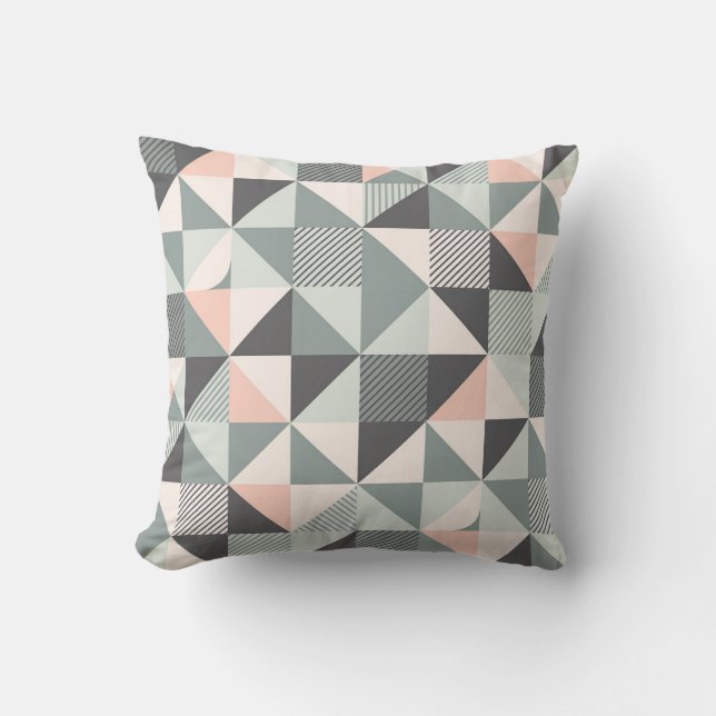 Modern Geometric Patchwork Throw Pillow (Front)