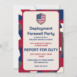Modern Geometric Patriotic Military Deployment Invitation