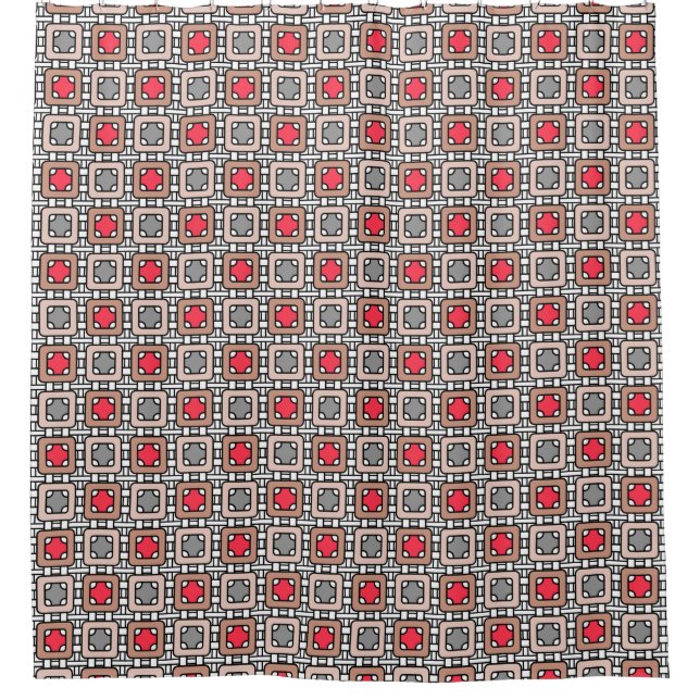 modern geometric pattern art deco grey red, beige  (Front)