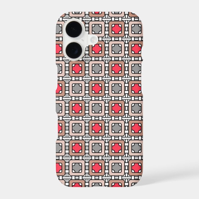 modern geometric pattern art deco grey red, beige  (Back)