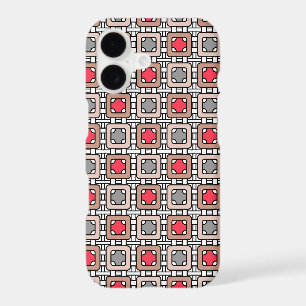 modern geometric pattern art deco grey red, beige 