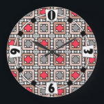 modern geometric pattern art deco grey red, beige large clock<br><div class="desc">modern geometric pattern art deco grey red, beige
modern , deco , art , geometry , retro , decor , geometric , pattern , art deco , grey , red , beige , retro , sixties , fashionable</div>