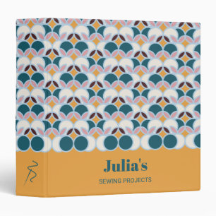 Modern Geometric Pattern Circles Orange Sewing Binder
