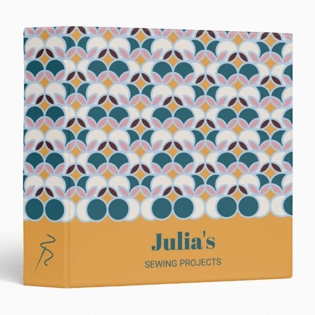 Modern Geometric Pattern Circles Orange Sewing Binder (Front/Spine)