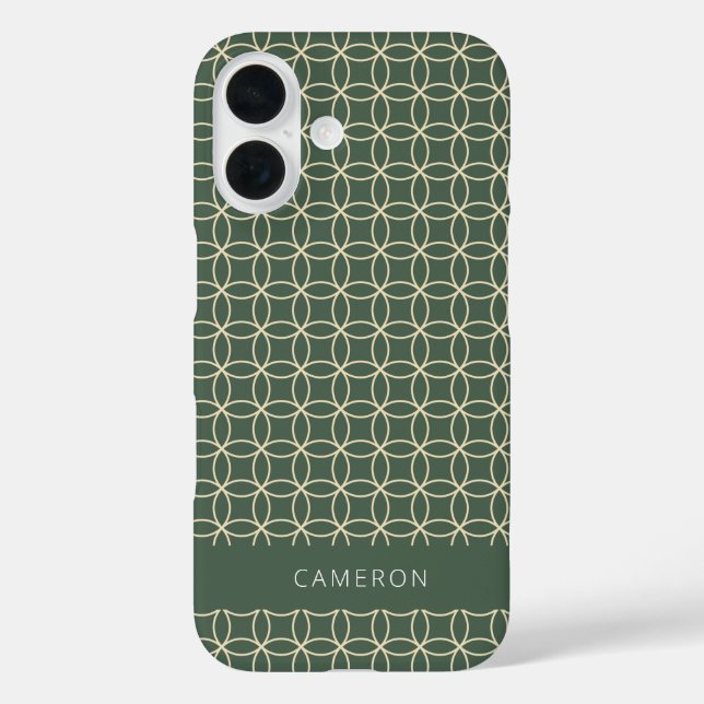 Modern Geometric Pattern Forest Green Personalized Case-Mate iPhone Case (Back)