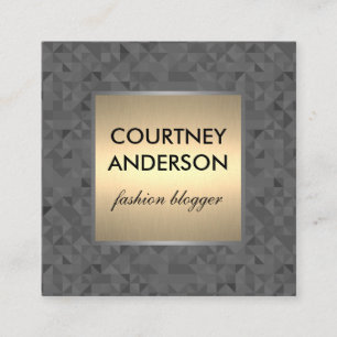 Modern Geometric Pattern Gold Metallic Square Business Card