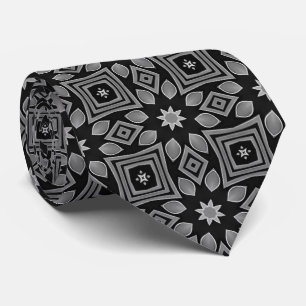 Modern Geometric Pattern Grayscale Tie
