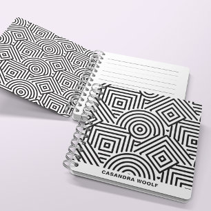 Modern Geometric Pattern Grey & White Striped Notebook